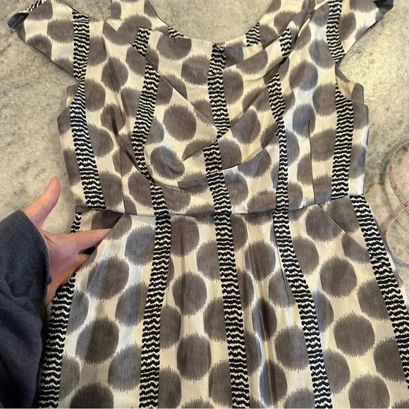 Leifsdottitr Anthropologie Paso Dot Black Gray Silk Blend Mini Dress Siz… - Picture 10 of 16